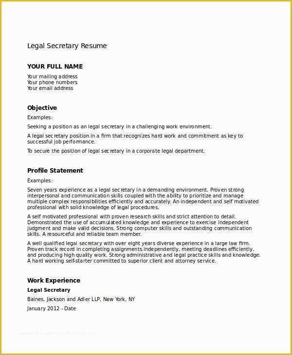 Secretary Resume Templates Free Of 12 Secretary Resume Templates Pdf Doc