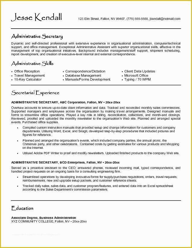 Secretary Resume Templates Free Of 18 Best Images About Resume On Pinterest