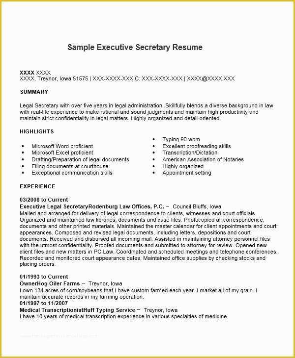 Secretary Resume Templates Free Of 34 Free Executive Resumes