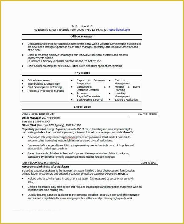 Secretary Resume Templates Free Of 8 Sample Secretary Resumes