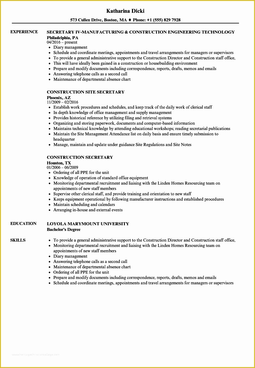 Secretary Resume Templates Free Of Beaufiful Modify Resume Gallery Free Resume