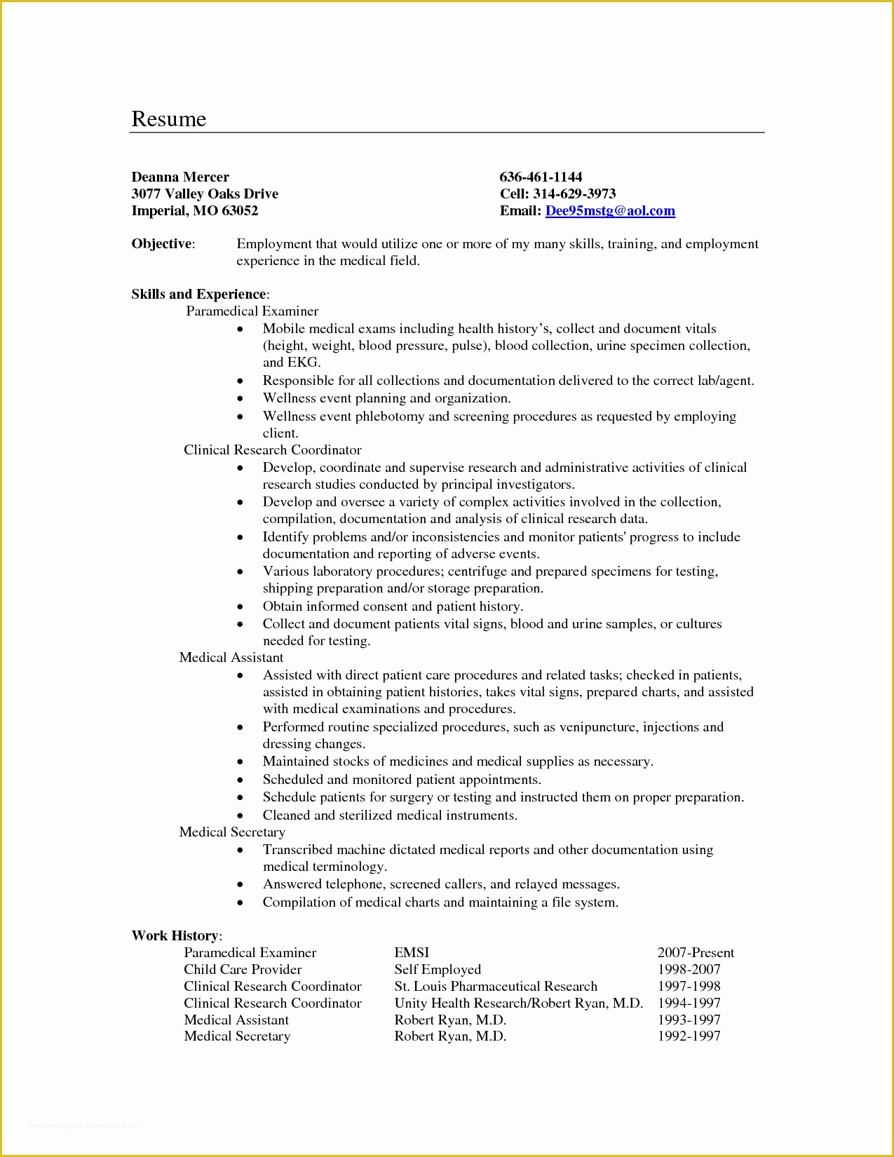 Secretary Resume Templates Free Of Medical Secretary Resume Objective Examples