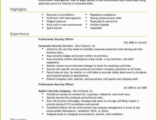 Security Resume Template Free Of Best Professional Security Ficer Resume Example