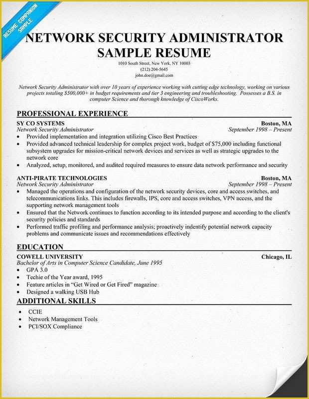 Security Resume Template Free Of It Security Administrator Cover Letter Sarahepps