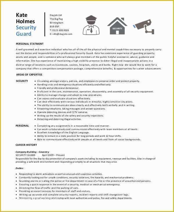Security Resume Template Free Of Security Guard Resume 5 Free Sample Example format