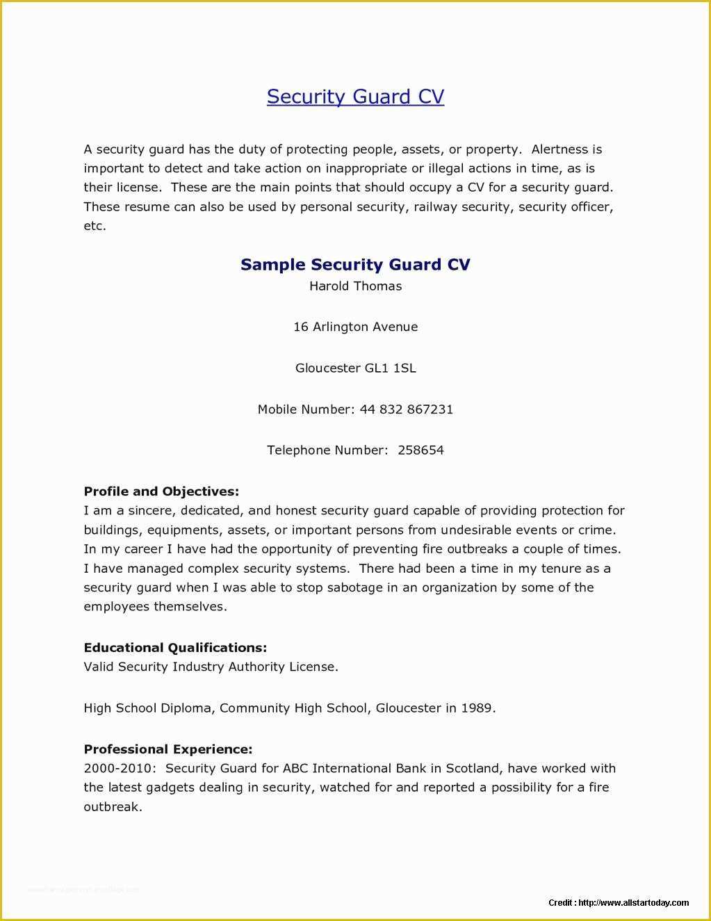 Security Resume Template Free Of Sensational Security Guard Resume Template Templates Entry