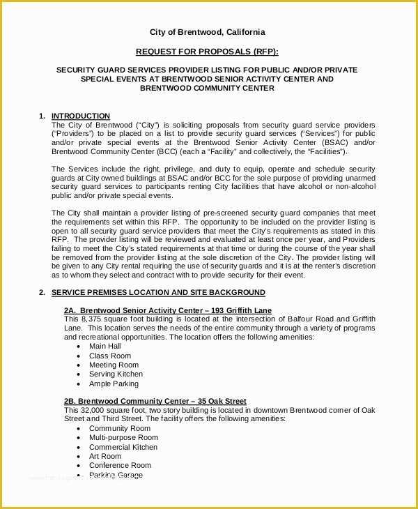Security Service Contract Template Free Of 11 Security Proposal Examples Word Pdf Pages