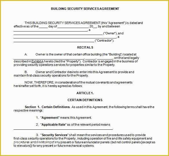 Security Service Contract Template Free Of 14 Security Contract Templates Doc Pdf