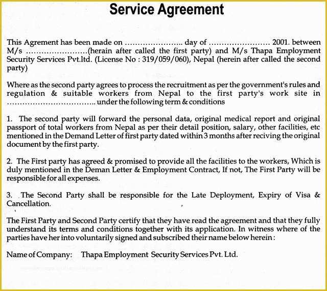 Security Service Contract Template Free Of 25 Professional Agreement format Examples Between Two
