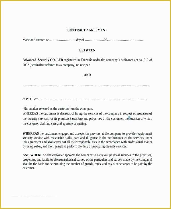 Security Service Contract Template Free Of Basic Services Contract