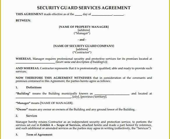 Security Service Contract Template Free Of Contract Agreement 9 Download Free Documents In Pdf Word
