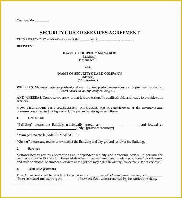 Security Service Contract Template Free Of Contract Agreement 9 Download Free Documents In Pdf Word