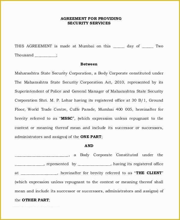 Security Service Contract Template Free Of Security Contract Template Consultant Agreement E