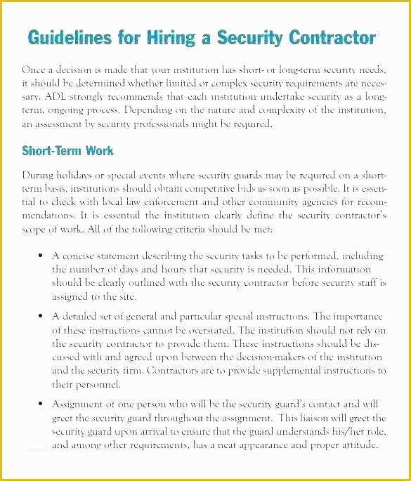 Security Service Contract Template Free Of Security Service Agreement Template Security Service