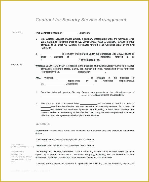 Security Service Contract Template Free Of Terms Use Agreement Template Templates for Word