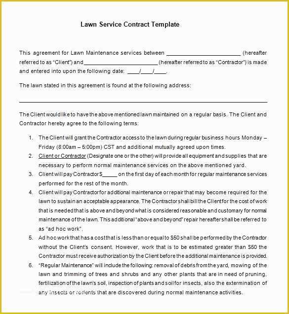Service Agreement Template Free Of 7 Lawn Service Contract Templates – Free Word Pdf