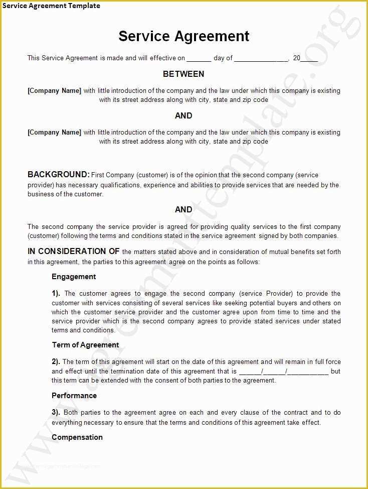 Service Agreement Template Free Of Agreement Template Category Page 1 Efoza