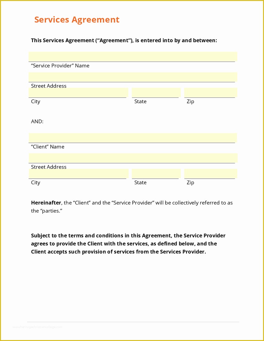 Service Agreement Template Free Of Business form Template Gallery