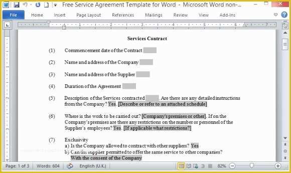 Service Agreement Template Free Of Free Service Agreement Template for Word