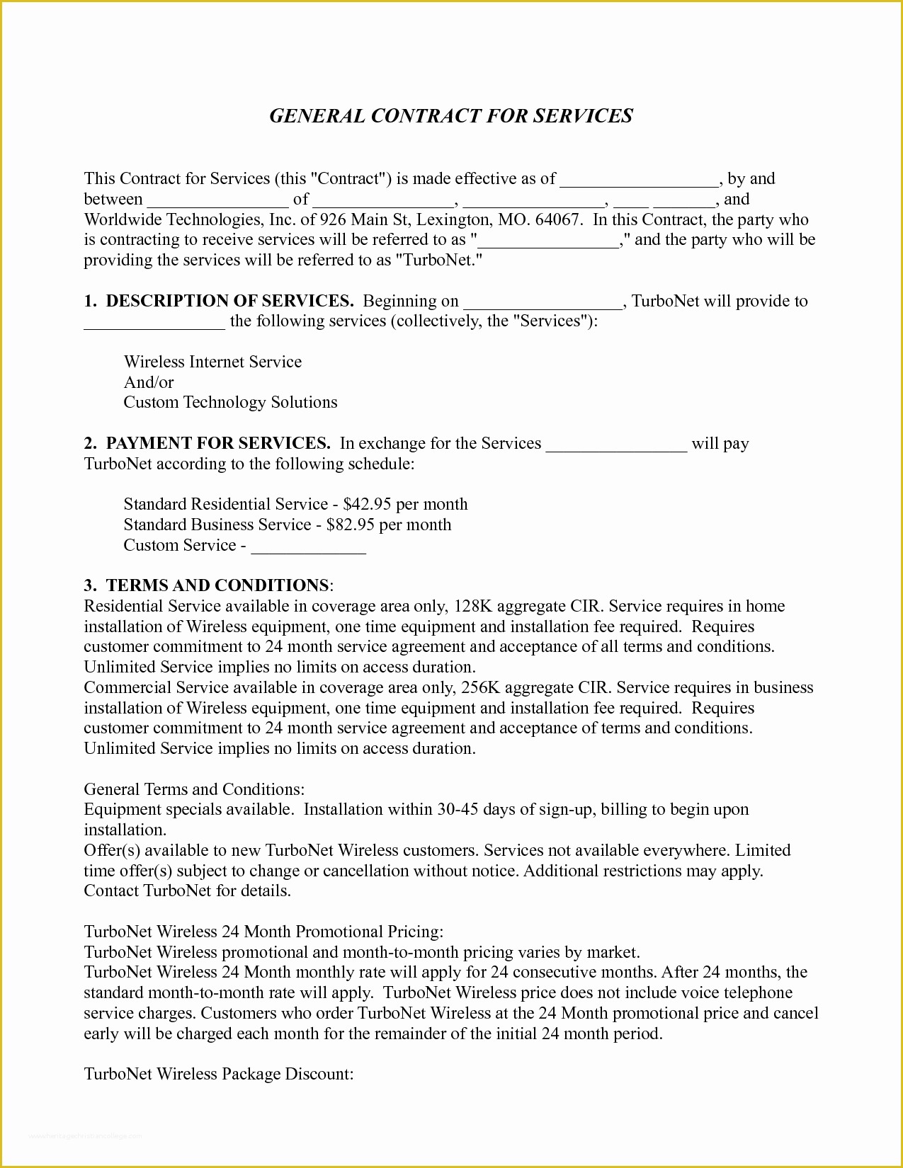 Service Agreement Template Free Of General Service Contract by Emm General Contract