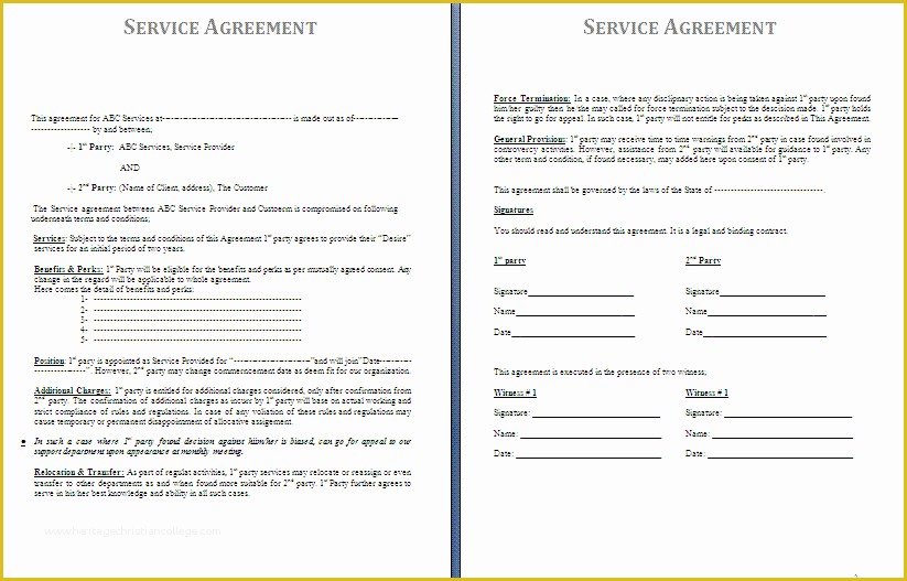 Service Agreement Template Free Of Service Agreement Template