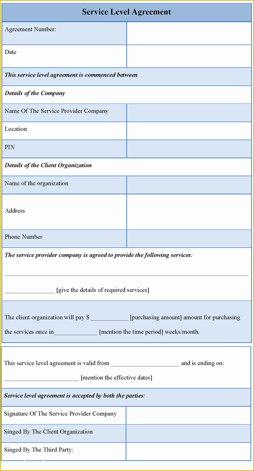 Service Agreement Template Free Of Template for Service Level Agreement Free Template for