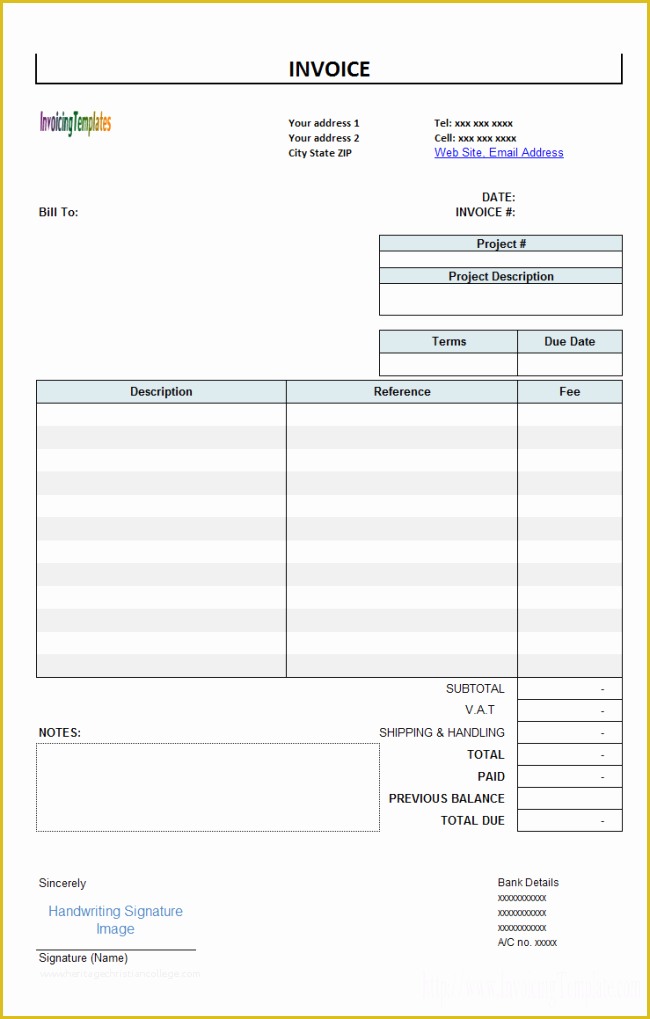 Service Invoice Template Free Of 39 Best Templates Of Service Billing Invoice Examples