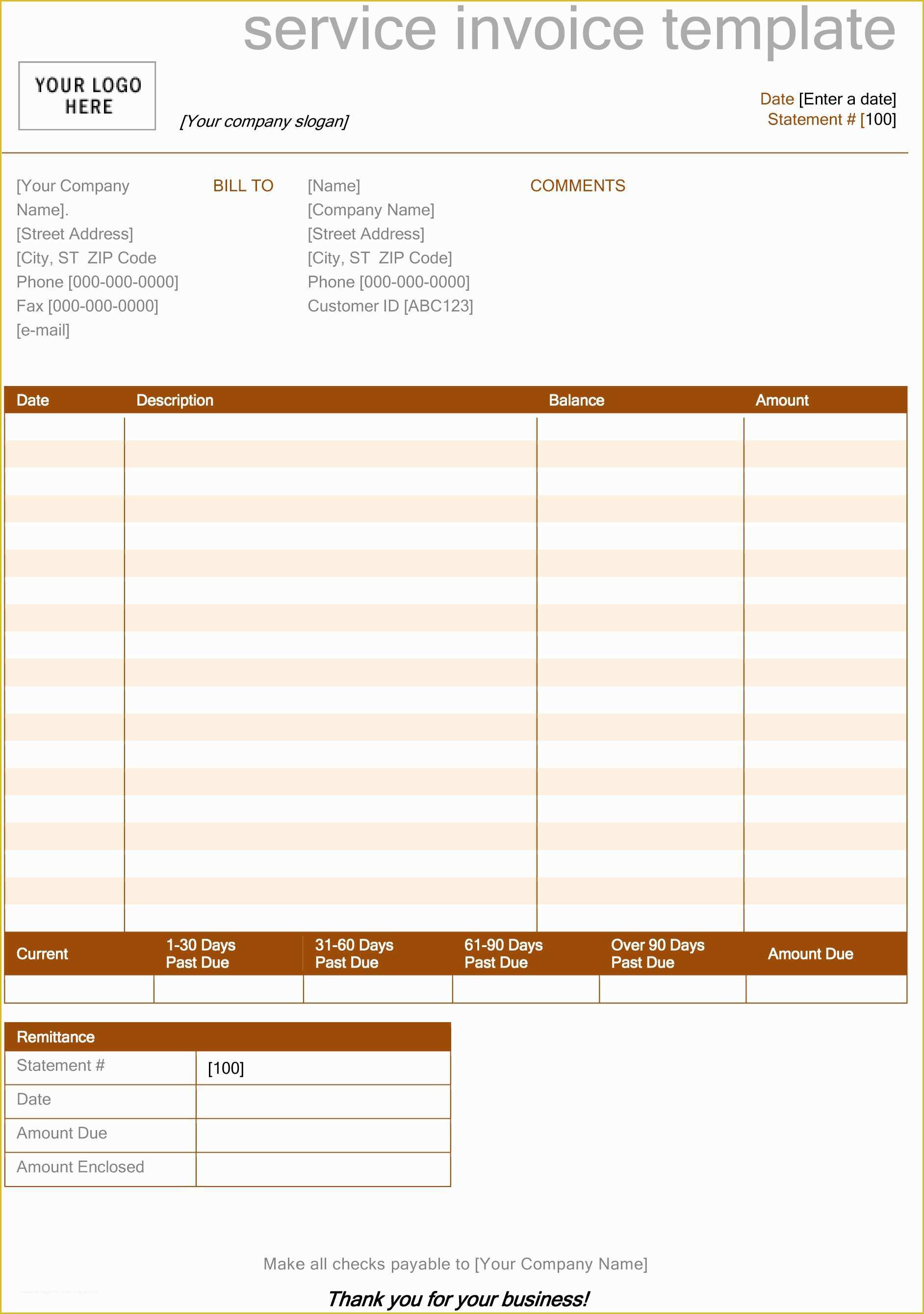 Service Invoice Template Free Of Best S Of Service Invoice Template Word Excel