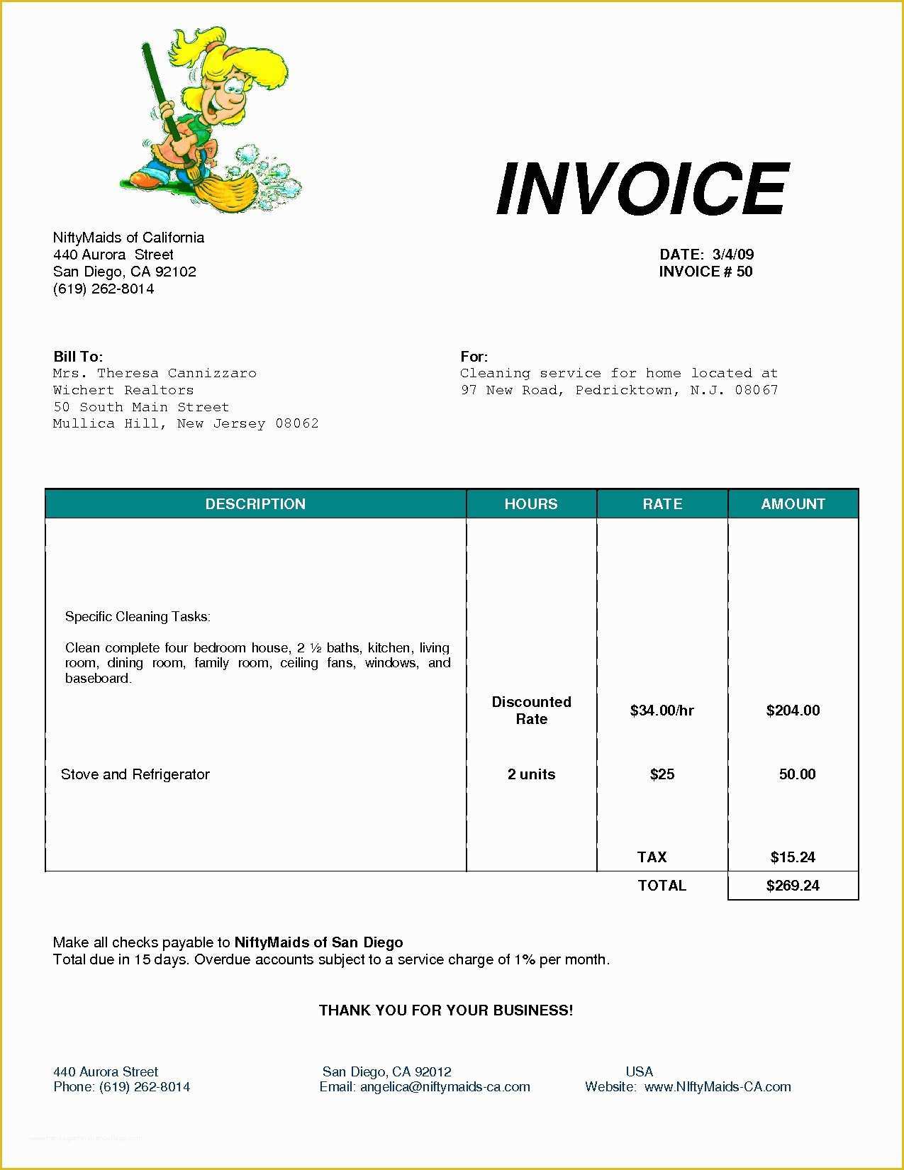 Service Invoice Template Free Of Cleaning Services Invoice Sample Invoice Template Ideas