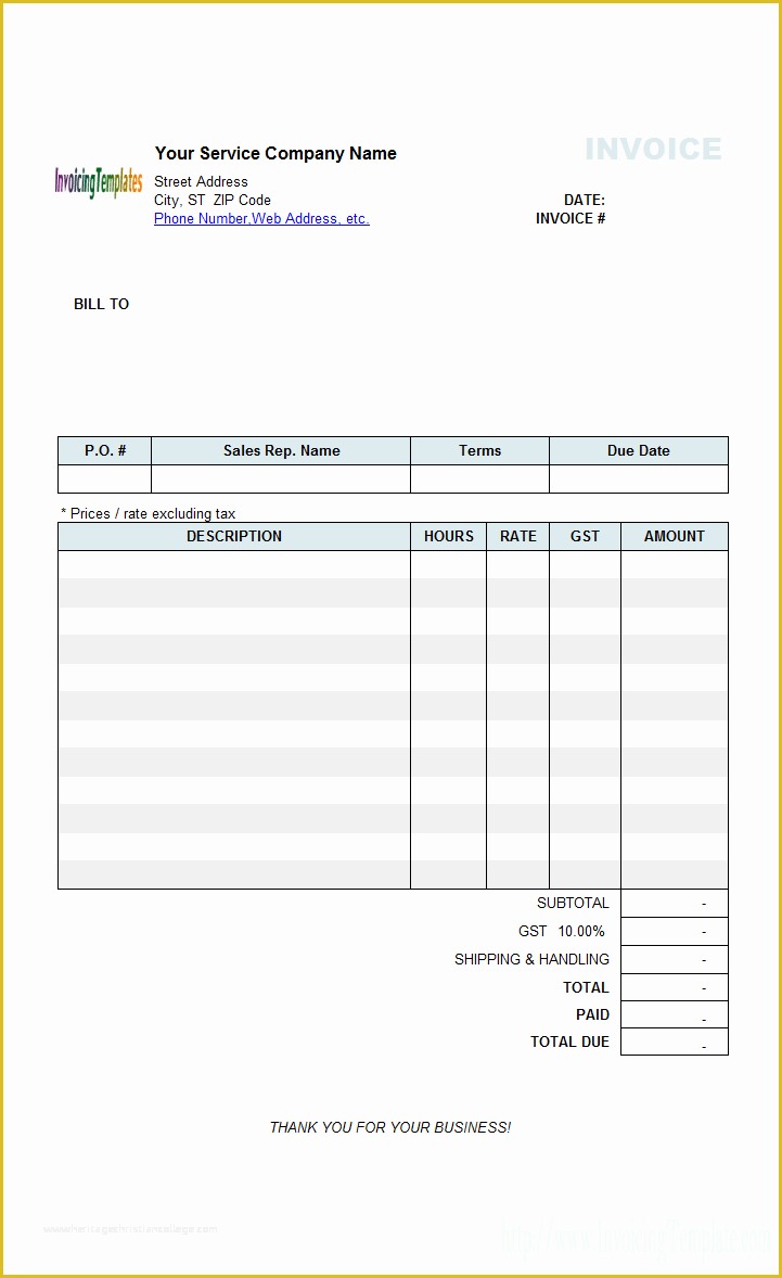 Service Invoice Template Free Of Contractor Invoice Templates Free 20 Results Found