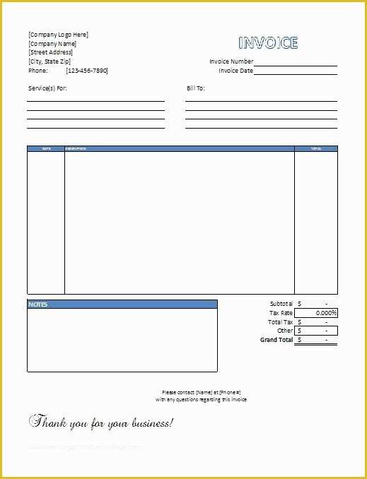 Service Invoice Template Free Of Excel Service Invoice Template Free Download