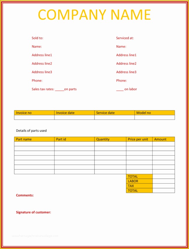 Service Invoice Template Word Download Free Of 5 Service Invoice Templates for Word and Excel