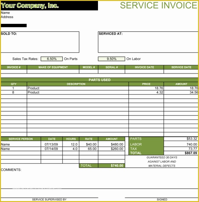 Service Invoice Template Word Download Free Of 5 Service Invoice Templates for Word and Excel