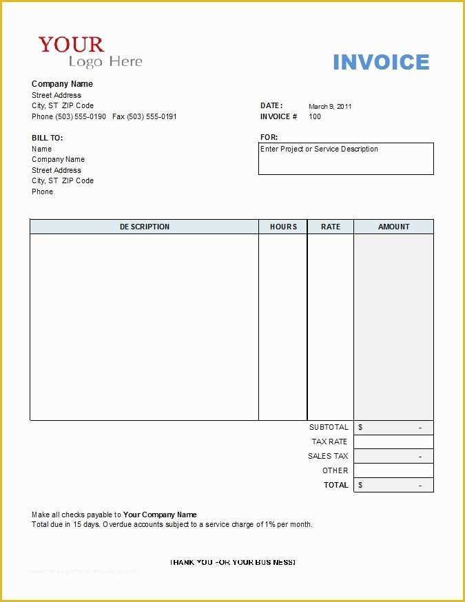 Service Invoice Template Word Download Free Of Invoice Service W Tax Calculation Cms