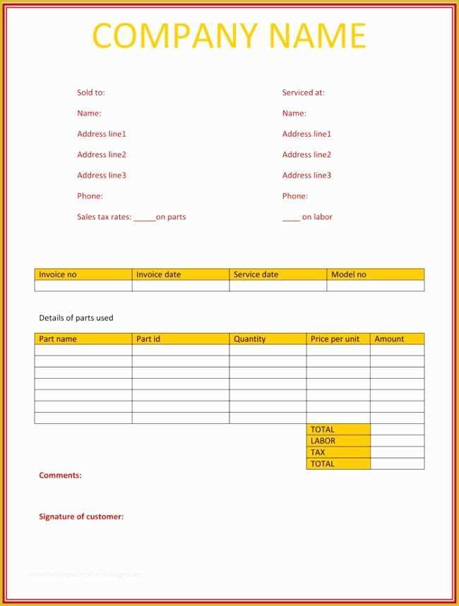 Service Invoice Template Word Download Free Of Service Invoice Template Word Download Free Regular