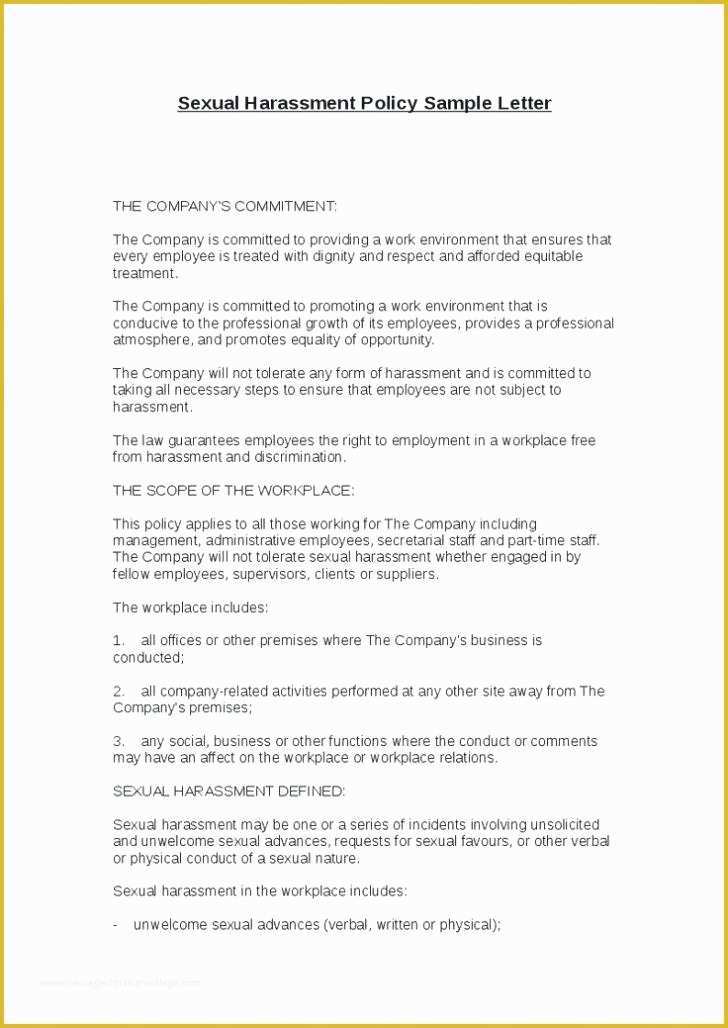 Sexual Harassment Policy Template Free Of Harassment Letter Template Cease and Desist Letter
