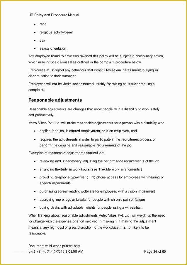 Sexual Harassment Policy Template Free Of Hr Manual Template