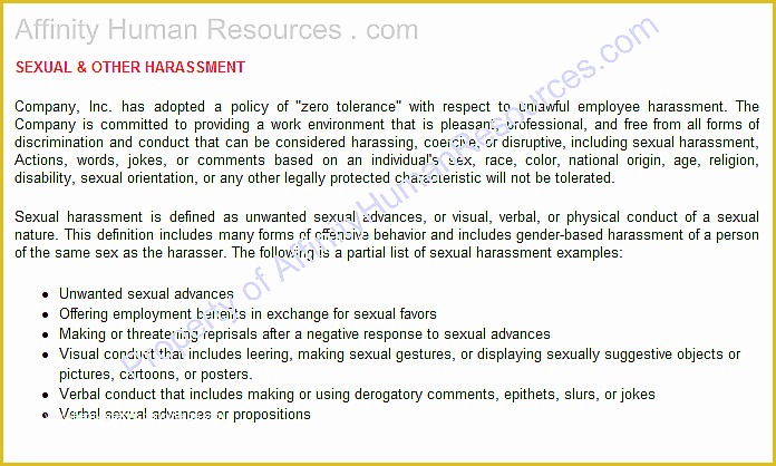 Sexual Harassment Policy Template Free Of Sample Internet and Email Policy for Employees