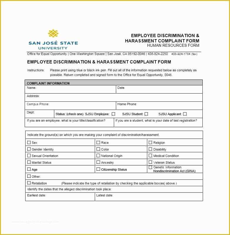 Sexual Harassment Policy Template Free Of Ual Harassment form Template Along with 49 Employee