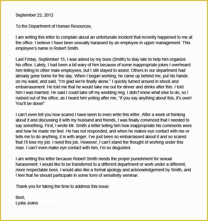 Sexual Harassment Policy Template Free Of Ual Harassment Letter Template Ual