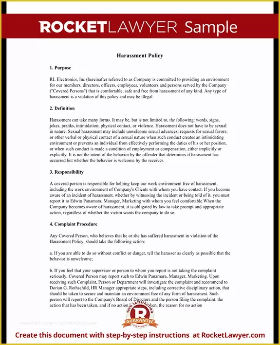 Sexual Harassment Policy Template Free Of Workplace & Pany Harassment Policy Template with Sample