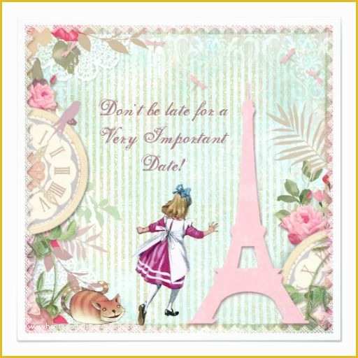 Shabby Chic Birthday Invitation Templates Free Of Alice In Paris Shabby Chic Birthday Card