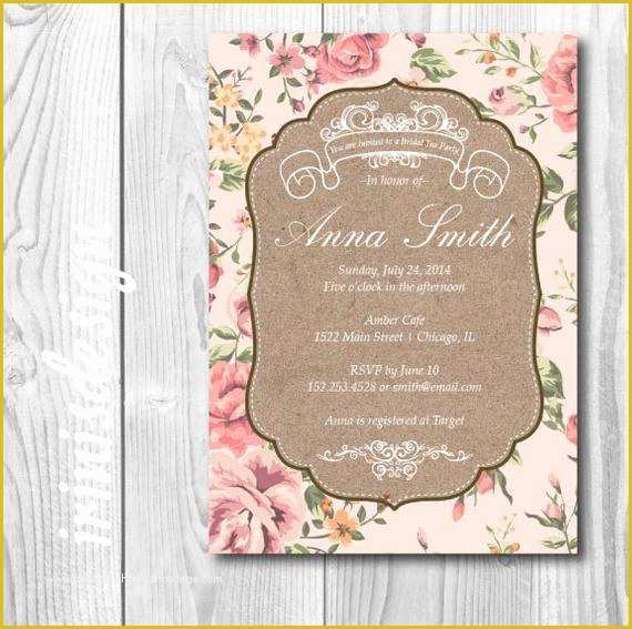 Shabby Chic Birthday Invitation Templates Free Of Printable Shabby Chic Wedding Invitation Templates