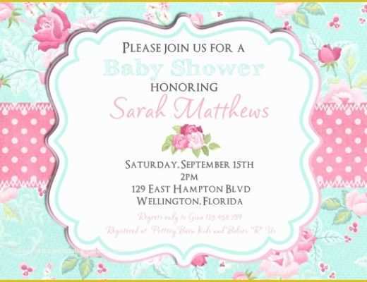 Shabby Chic Birthday Invitation Templates Free Of Shabby Chic Baby Shower Invitation Girl Baby Shower