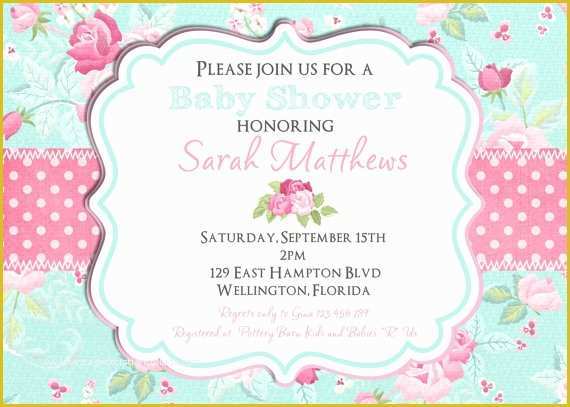 Shabby Chic Birthday Invitation Templates Free Of Shabby Chic Baby Shower Invitation Girl Baby Shower