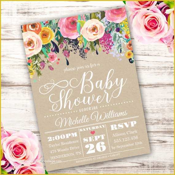 Shabby Chic Birthday Invitation Templates Free Of Shabby Chic Baby Shower Invitation Template Edit with