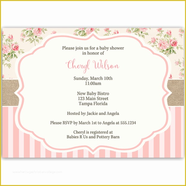 Shabby Chic Birthday Invitation Templates Free Of Shabby Chic Baby Shower Invitation – the Invite Lady