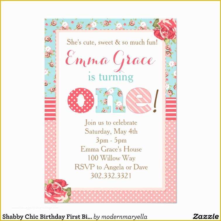 Shabby Chic Birthday Invitation Templates Free Of Shabby Chic Birthday First Birthday Invitation