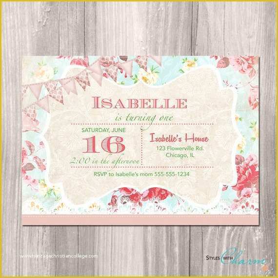 Shabby Chic Birthday Invitation Templates Free Of Shabby Chic Birthday Invitation Princess Garden Tea Party