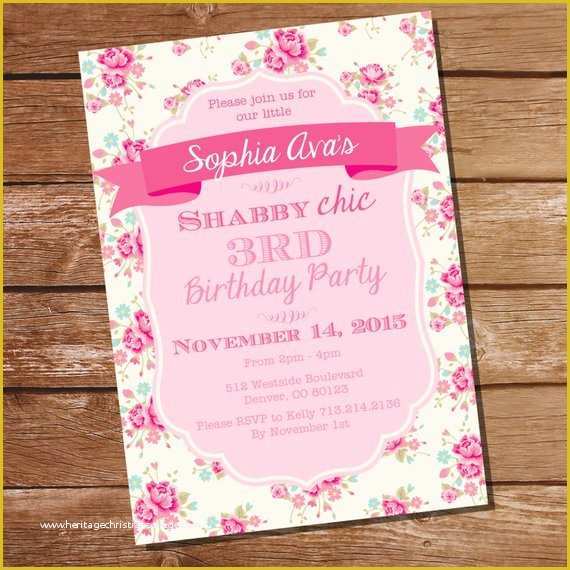 Shabby Chic Birthday Invitation Templates Free Of Shabby Chic Birthday Party Invitation Shabby Chic Floral